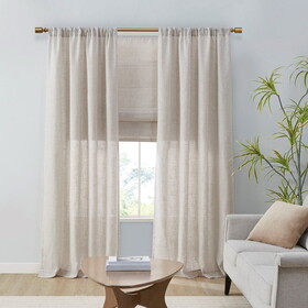 Linen Blend Light Filtering Curtain Panel Pair(2 pcs Window Panels) B035129761