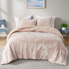 King/Cal King Crushed Velvet Sherpa Reversible Comforter Set B035129826
