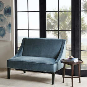 44" Settee,Polyester Fabric Rich Upholstery Modern Style for Living room,Blue