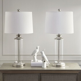 Clarity Glass Cylinder Table Lamp Set of 2 B03594967