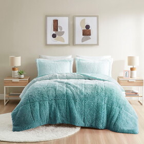 Ombre Shaggy Long Fur Comforter Mini Set B03595985