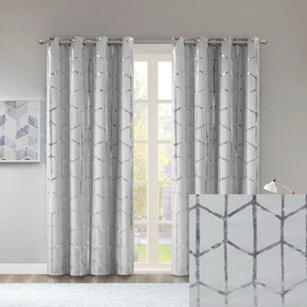 Total Blackout Metallic Print Grommet Top Curtain Panel(Only 1 pc Panel) B03596322