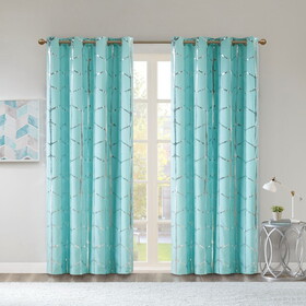 Total Blackout Metallic Print Grommet Top Curtain Panel(Only 1 pc Panel) B03596324