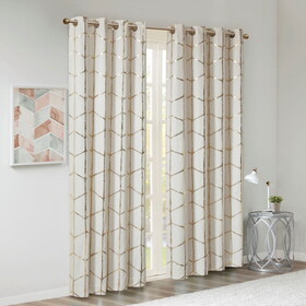 Total Blackout Metallic Print Grommet Top Curtain Panel(Only 1 pc Panel) B03596325