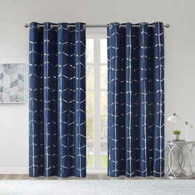 Total Blackout Metallic Print Grommet Top Curtain Panel(Only 1 pc Panel) B03596336