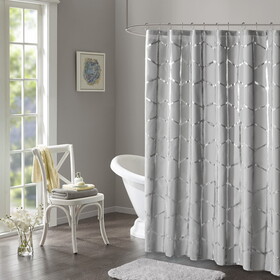 Raina Printed Metallic Shower Curtain B03596383