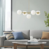 5-Light Chandelier with Frosted Glass Globe Bulbs B03596564