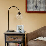 Arched Metal Table Lamp with Glass Globe Bulb B03596574