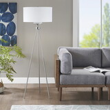 Pacific Tripod Metal Tripod Floor Lamp with Glass Shade B03596588