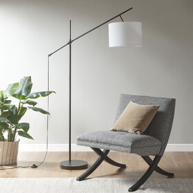 Adjustable Arched Floor Lamp with Drum Shade B03596589