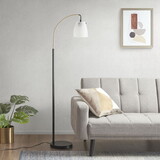 Arched Metal Floor Lamp with Frosted Glass Shade B03596591