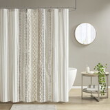 Imani Cotton Printed Shower Curtain with Chenille B03596662