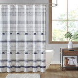 Cody Cotton Stripe Printed Shower Curtain with Tassel B03596665