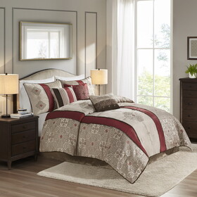 7 Piece Jacquard Comforter Set with Throw Pillows B035128852