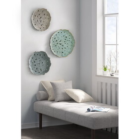 Rossi Textured Feather 3-piece Metal Disc Wall Decor Set B03597680