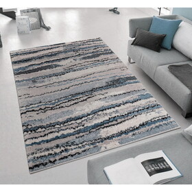 Riley Watercolor Abstract Stripe Woven Area Rug B03597998