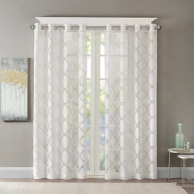 Fretwork Burnout Sheer Curtain Panel(Only 1 pc Panel) B03598124