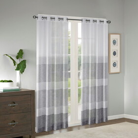 Woven Faux Linen Striped Window Sheer(1 Window Sheer) B03598171