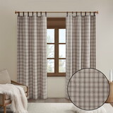 Plaid Faux Leather Tab Top Curtain Panel with Fleece Lining(Only 1 pc Panel) B03598256