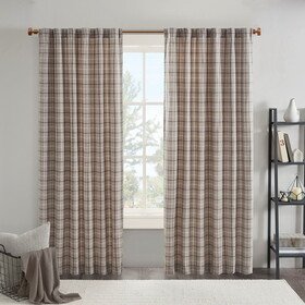 Plaid Rod Pocket and Back Tab Curtain Panel with Fleece Lining(Only 1 pc Panel) B03598258
