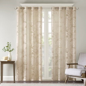 Palm Leaf Burnout Window Sheer(1 Sheer Curtain) B03598317