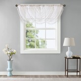 Diamond Sheer Embroidered Waterfall Valance White 38x46
