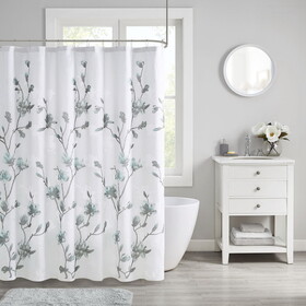 Magnolia Floral Printed Burnout Shower Curtain B03598636