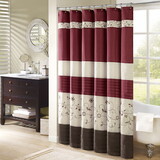 Faux Silk Embroidered Floral Shower Curtain B03598639
