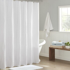 Arlo Super Waffle Textured Solid Shower Curtain B03598654