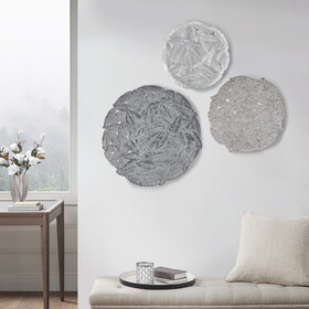 Rossi Textured Feather 3-piece Metal Disc Wall Decor Set B03598805