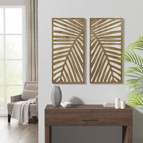 Birch Palms Two-tone 2-piece Wood Panel Wall Decor Set B03598806