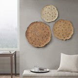 Rossi Textured Feather 3-piece Metal Disc Wall Decor Set B03598812