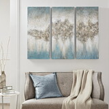 Blue Luminous Heavily Embellished 3-piece Canvas Wall Art Set B03598836