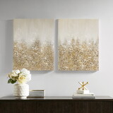 Golden Glimmer Heavily Embellished 2-piece Canvas Wall Art Set B03598842