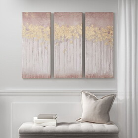 Twilight Forest Gold Foil Abstract 3-piece Canvas Wall Art Set B03598851