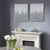 Silver Glimmer Heavily Embellished 2-piece Canvas Wall Art Set B03598855