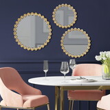 Marlowe Gold Beaded Round Wall Mirror 3-piece set B03599273