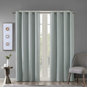 Printed Heathered Blackout Grommet Top Curtain Panel B03599783