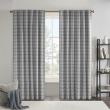 Plaid Faux Leather Tab Top Curtain Panel with Fleece Lining(Only 1 pc Panel) B035P148388