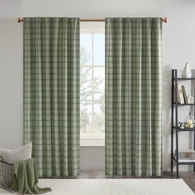 Plaid Faux Leather Tab Top Curtain Panel with Fleece Lining(Only 1 pc Curtain Panel) B035P148389
