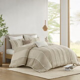 3 Piece Striped Cotton Duvet Cover Set B035P217803