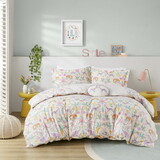 Floral Reversible Cotton Duvet Cover Set with Throw Pillow