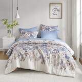 Floral Comforter Set with Bed Sheets Blue Queen B035P266685