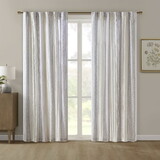 Poly Printed Curtain Panel with Tufted Stripe and Lining White/Brown 50x84