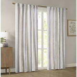 Poly Printed Curtain Panel with Tufted Stripe and Lining White/Brown 50x95