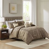 6 Piece Jacquard Comforter Set with Throw Pillows-Full/Queen