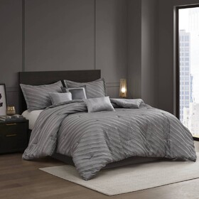 7 PCS Queen Comforter Set Grey