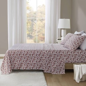4 PCS King Sheet Set Rust Floral B035P319680