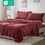 4 PCS Queen Micro Plush Sheet Set Burgundy B035P319760