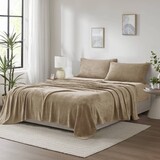 4 PCS King Micro Plush Sheet Set Taupe B035P319765